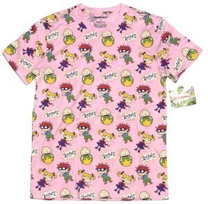 Nickelodeon Rugrats T-shirt Mens Size M Medium All Over Print Pink NWT